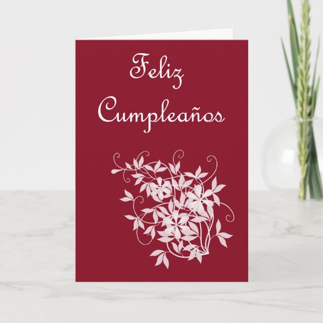 Tarjeta Feliz cumpleaños español con flores (Anverso)