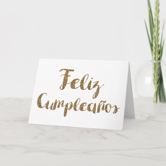 Tarjeta Feliz cumpleaños español, purpurina, Feliz (Anverso)