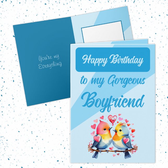 Tarjeta Feliz cumpleaños espléndidos pájaros de novio azul (Subido por el creador)