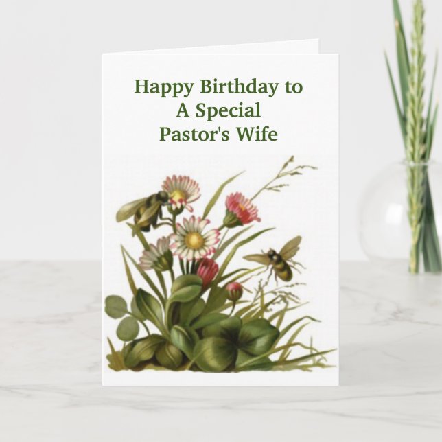 Tarjeta Feliz cumpleaños, esposa de PASTOR- AB (Anverso)