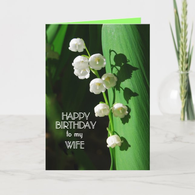 Tarjeta Feliz cumpleaños, esposa Lily del Valle (Anverso)
