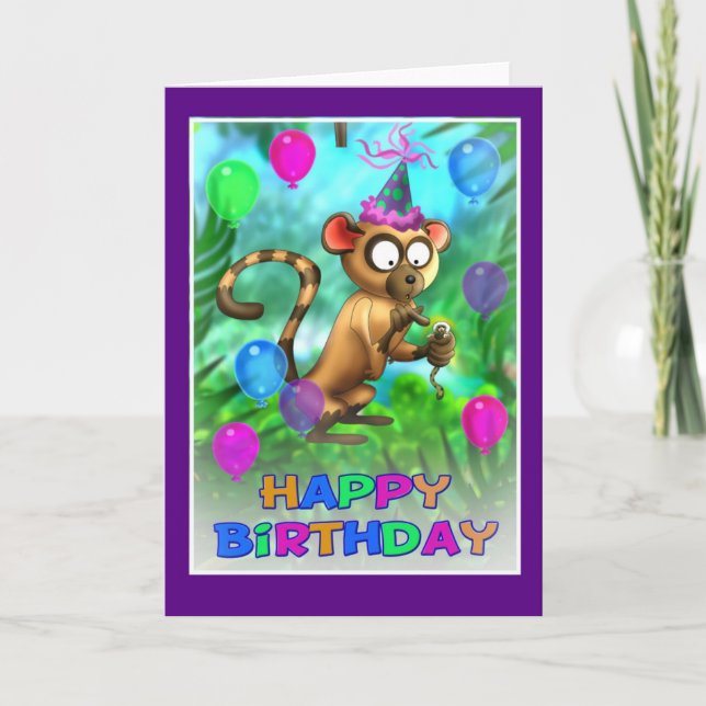 Tarjeta Feliz cumpleaños estilo jungla 003 (Anverso)
