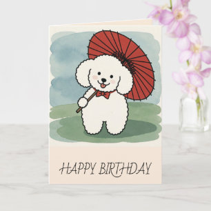 Tarjeta Feliz cumpleaños estilo Matsumoto Hoji de Caniche