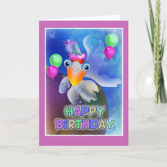 Tarjeta Feliz cumpleaños estilo pescado 002 (Anverso)
