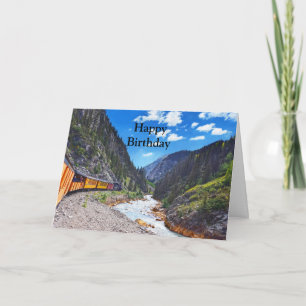 Tarjeta Feliz cumpleaños, estrecho tren de ancho en Colora
