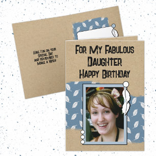 Tarjeta Feliz cumpleaños fabulosa hija foto azul