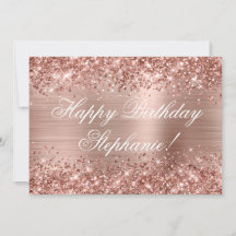 Feliz Cumpleaños Fantasía Dorado Rosa Brillante