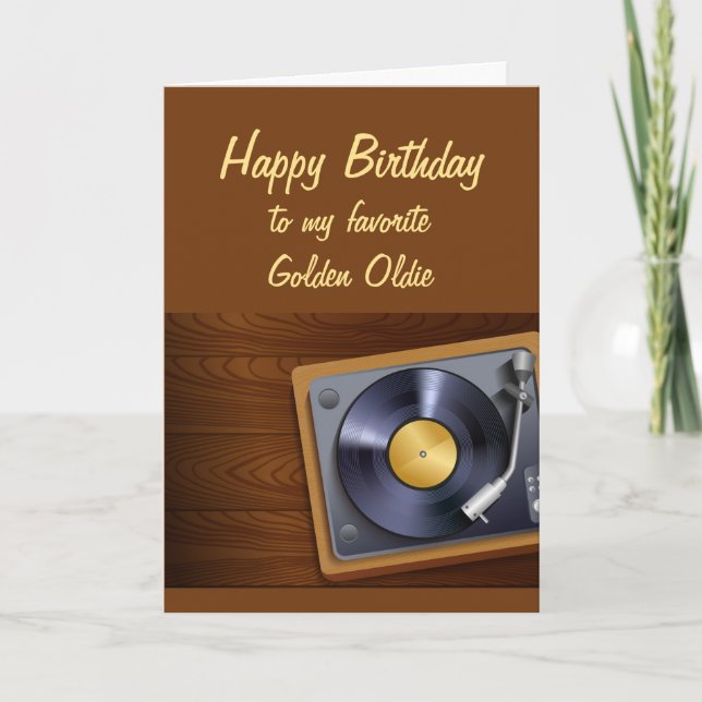 Tarjeta Feliz cumpleaños, favorita Golden Oldie, diversión (Anverso)