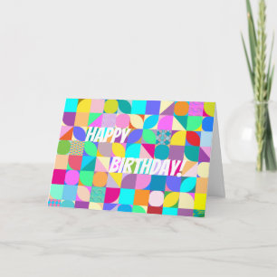 Tarjeta Feliz cumpleaños, felicidad y carta de arte modern