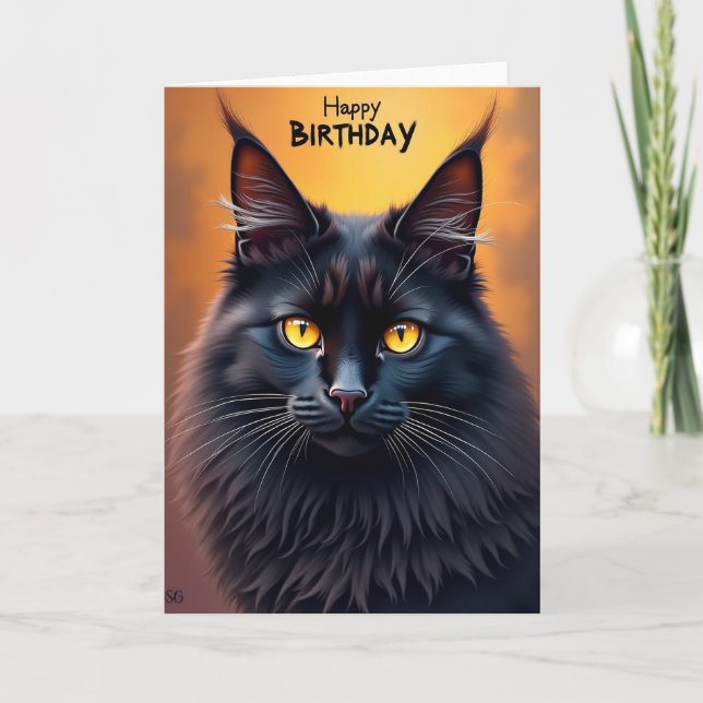 Tarjeta Feliz Cumpleaños Felino Regalo (Anverso)
