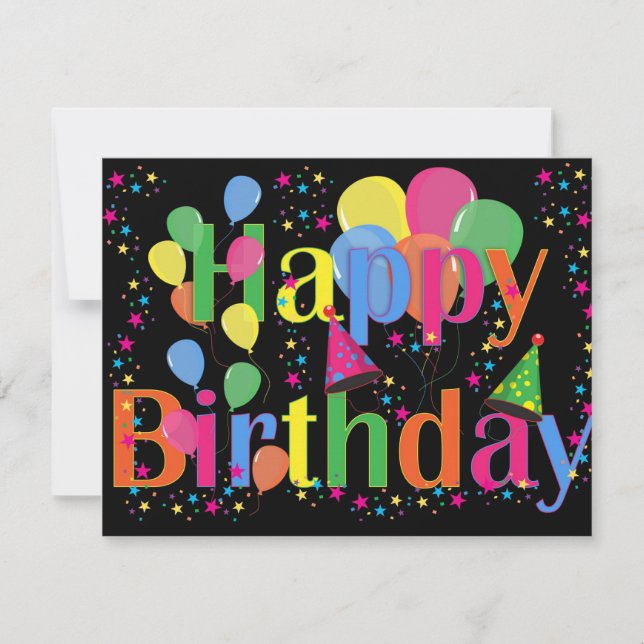 Tarjeta Feliz cumpleaños, fiesta de cumpleaños. (Anverso)