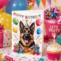 Feliz Cumpleaños Fiesta de Perro Pastor Alemán