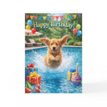 Feliz Cumpleaños Fiesta de Piscina con Cachorro en
