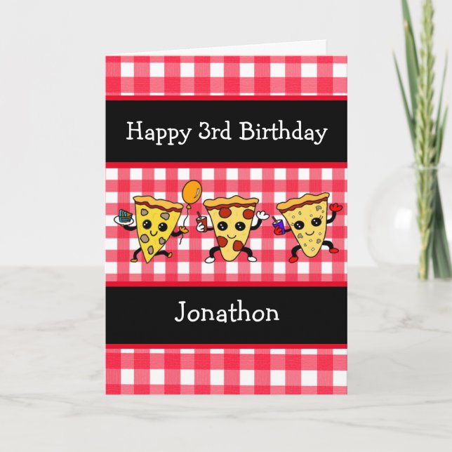 Tarjeta Feliz cumpleaños Fiesta de pizza personalizado (Anverso)