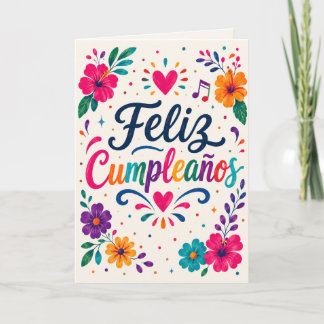 Tarjeta Feliz Cumpleaños Fiesta Floral Española Cumpleaños