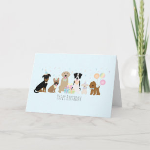 Tarjeta Feliz cumpleaños Fiesta perros azul
