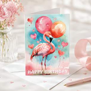 Tarjeta Feliz Cumpleaños Flamenco Tropical