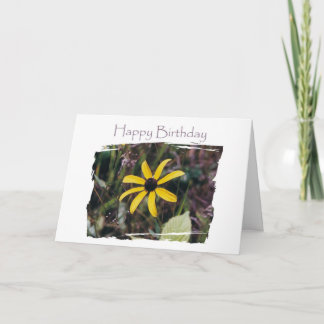 Tarjeta Feliz cumpleaños, flor amarilla para tu amigo