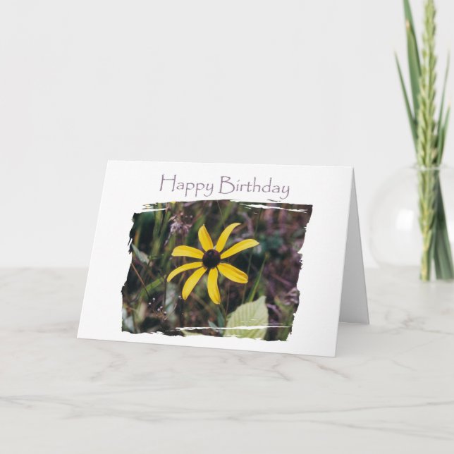 Tarjeta Feliz cumpleaños, flor amarilla para tu amigo (Anverso)