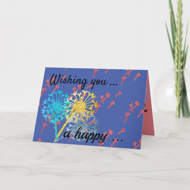 Tarjeta Feliz cumpleaños Flor Dandelion Wish Greeting (Anverso)