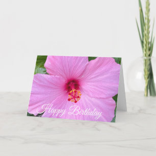 Tarjeta Feliz Cumpleaños Flor de Hibisco Rosa