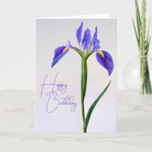 Tarjeta Feliz Cumpleaños   Flor de Iris Púrpura