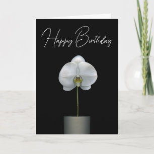 Tarjeta Feliz Cumpleaños   Flor de Orquídea Blanca