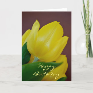 Tarjeta Feliz cumpleaños flor de tulipanes amarillos moder
