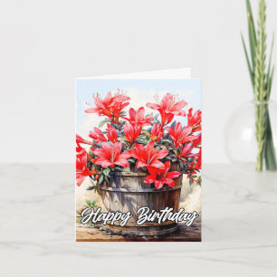 Tarjeta Feliz cumpleaños flor en flor lirio