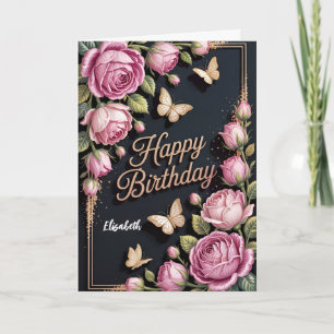 Tarjeta Feliz Cumpleaños Floral