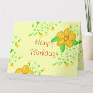Tarjeta Feliz cumpleaños floral amarillo