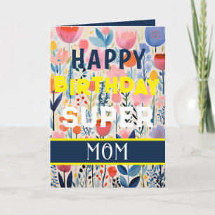 Tarjeta Feliz Cumpleaños Floral Azul