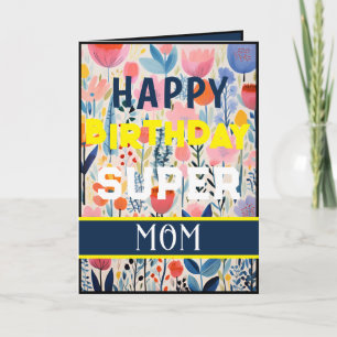 Tarjeta Feliz Cumpleaños Floral Azul Especial
