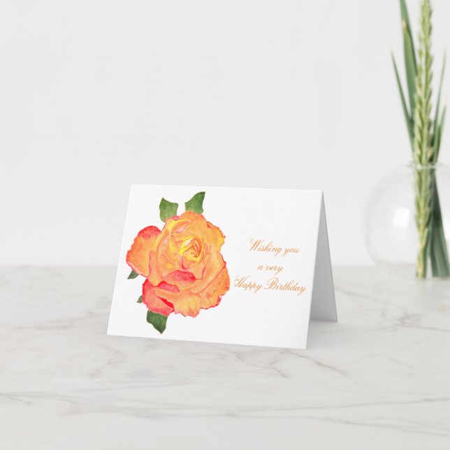 Tarjeta Feliz cumpleaños Floral Golden Rosa (Anverso)