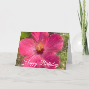 Tarjeta Feliz Cumpleaños Floral Hibisco Rosa