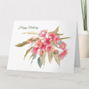 Tarjeta Feliz cumpleaños Floral Pink Watercolor