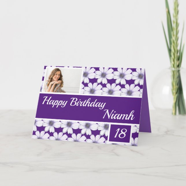 Tarjeta Feliz cumpleaños Floral Purple (Anverso)