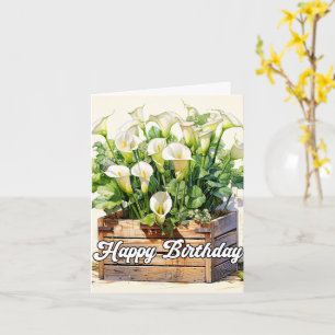 Tarjeta Feliz cumpleaños floreciendo Calla Lilies