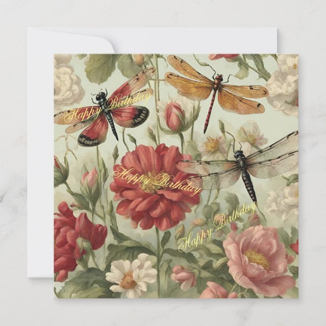 Tarjeta Feliz cumpleaños, flores de cosecha, naturaleza de (Anverso)