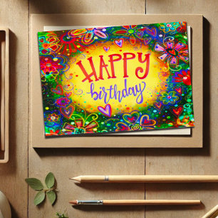 Tarjeta Feliz cumpleaños Flores Girly Fun Bonito