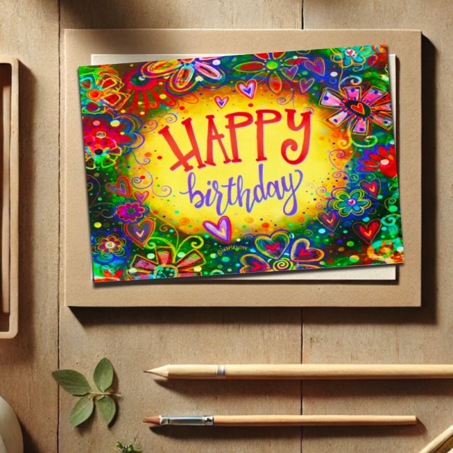 Tarjeta Feliz cumpleaños Flores Girly Fun Bonito (Subido por el creador)