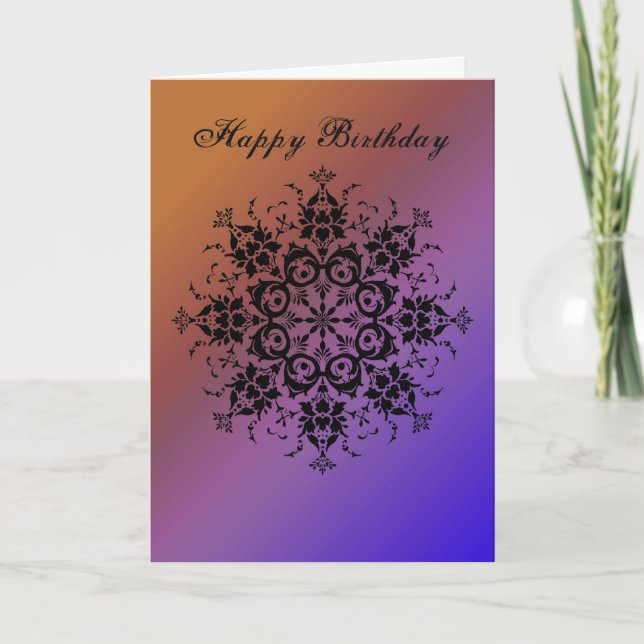 Tarjeta - Feliz cumpleaños - Flourish general del damasco (Anverso)