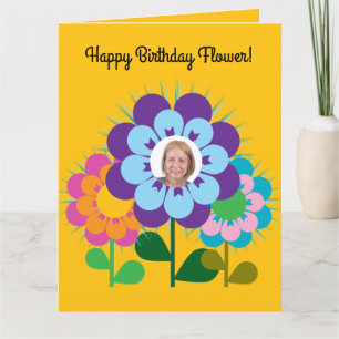 Tarjeta Feliz cumpleaños Flower Retro alegre