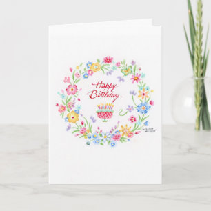 Tarjeta Feliz Cumpleaños Flower Wreath Special Joyful