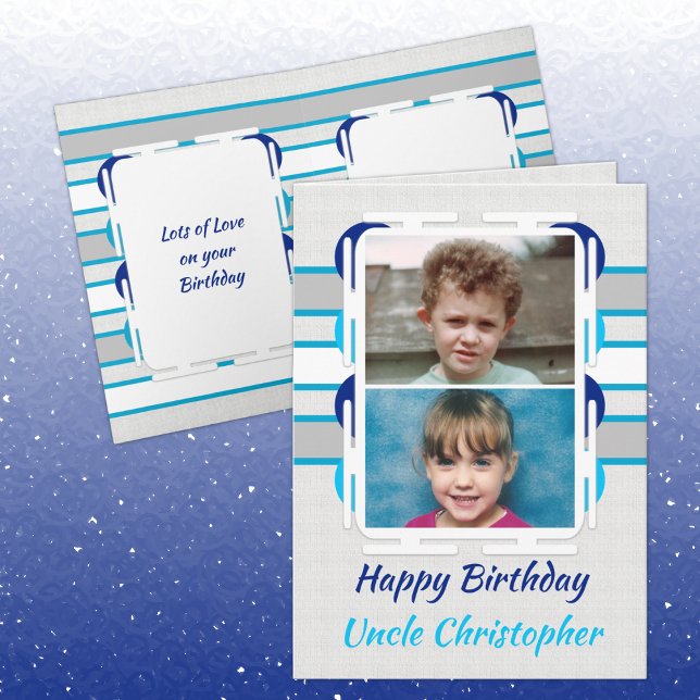 Tarjeta Feliz cumpleaños foto azul y gris (Subido por el creador)
