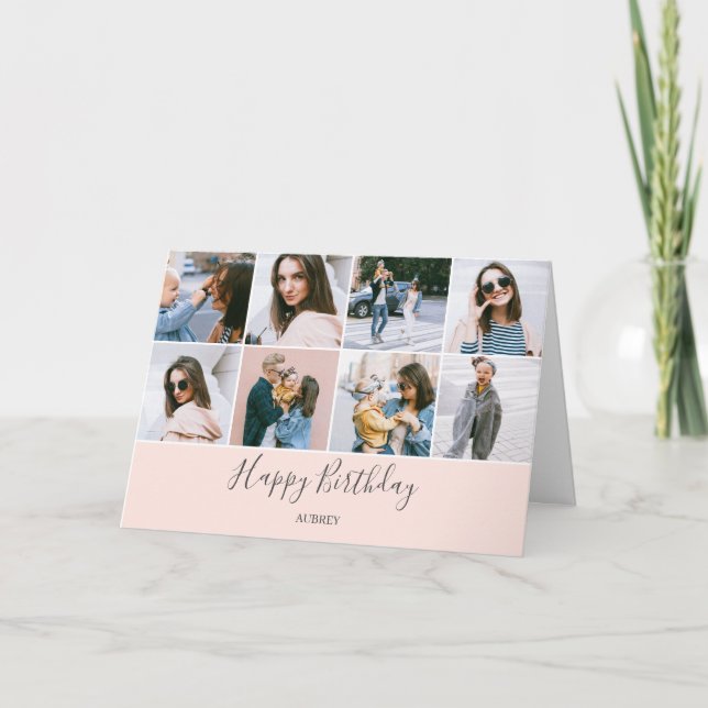 Tarjeta Feliz cumpleaños, foto moderna (Anverso)