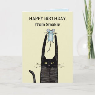 Tarjeta Feliz cumpleaños frente a tu gato, gatos negros