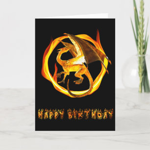 Tarjeta Feliz Cumpleaños Fuego de Dragón
