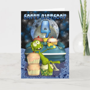 Tarjeta Feliz cumpleaños, fuera de este mundo, alienígena 
