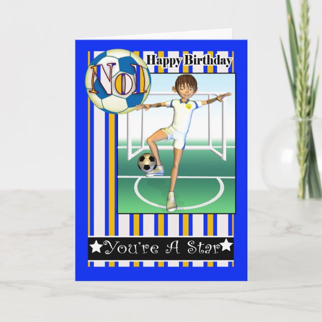 Tarjeta Feliz cumpleaños, fútbol no1, fútbol (Anverso)